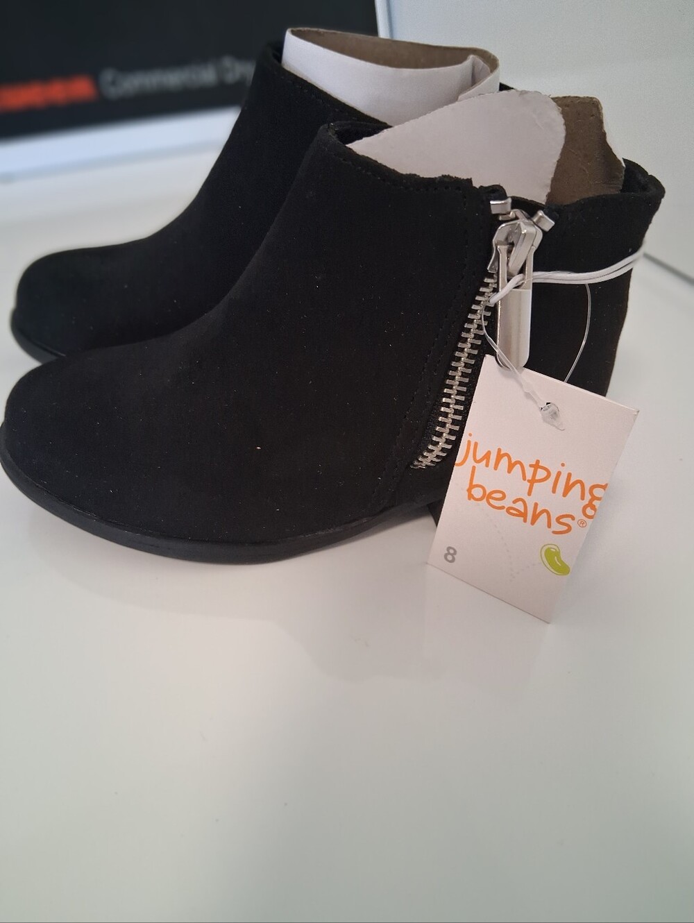 jumping beans Black Suede-Look Ankle Booties with Side Zip Size 8